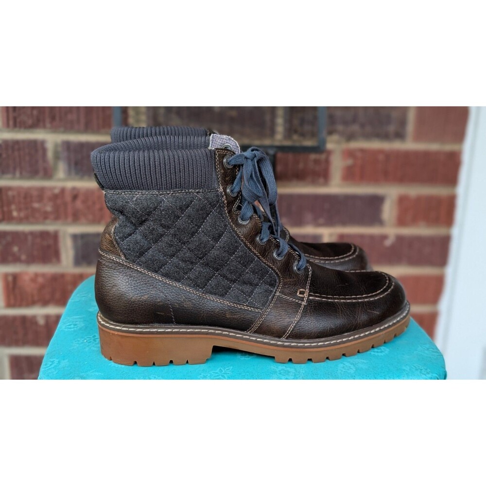 Wolverine 1883 Leather Moc Toe Boots- Brown w/Gray Quilted Collar- Men’s 10.5
